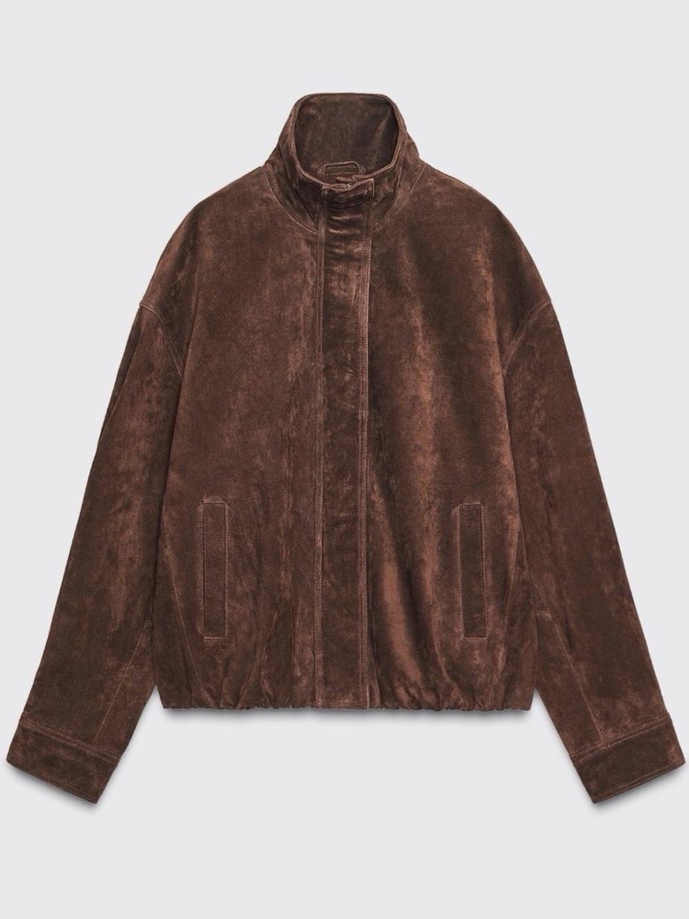 ✨ ZARA Relaxed Suede Bomber Jacket - Chocolate Brown Size Small